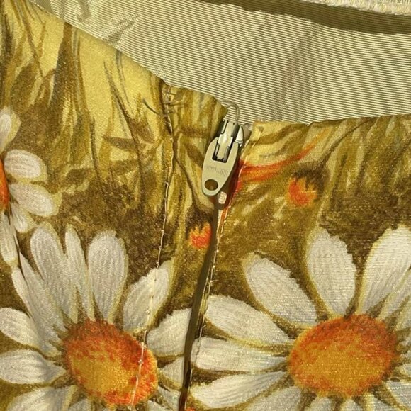 1960s Vintage Daisy Gown Dress Golden Yellow Floral Chiffon Dress Small Sz 4 - Picture 4 of 10